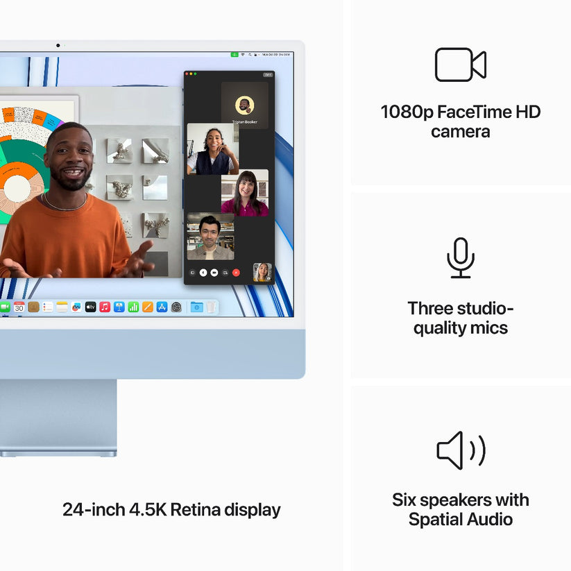 24-palcový iMac s Retina 4.5K displejom: Apple M3 čip s 8 jadrovým CPU a 10 jadrovým GPU, 256GB SSD - Blue