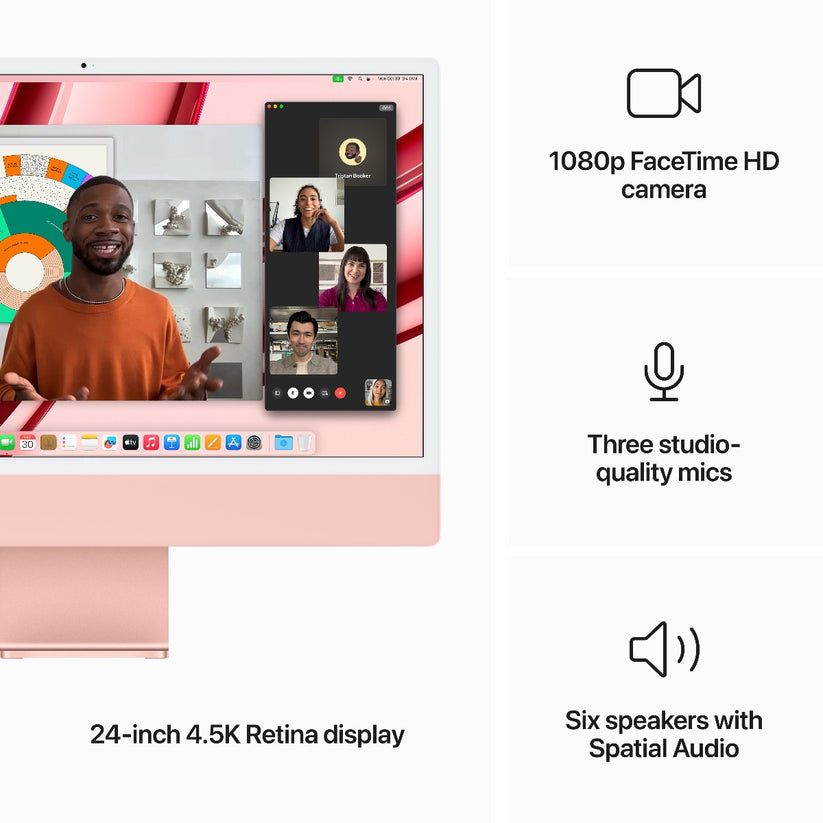 24-palcový iMac s Retina 4.5K displejom: Apple M3 čip s 8 jadrovým CPU a 10 jadrovým GPU, 256GB SSD - Pink