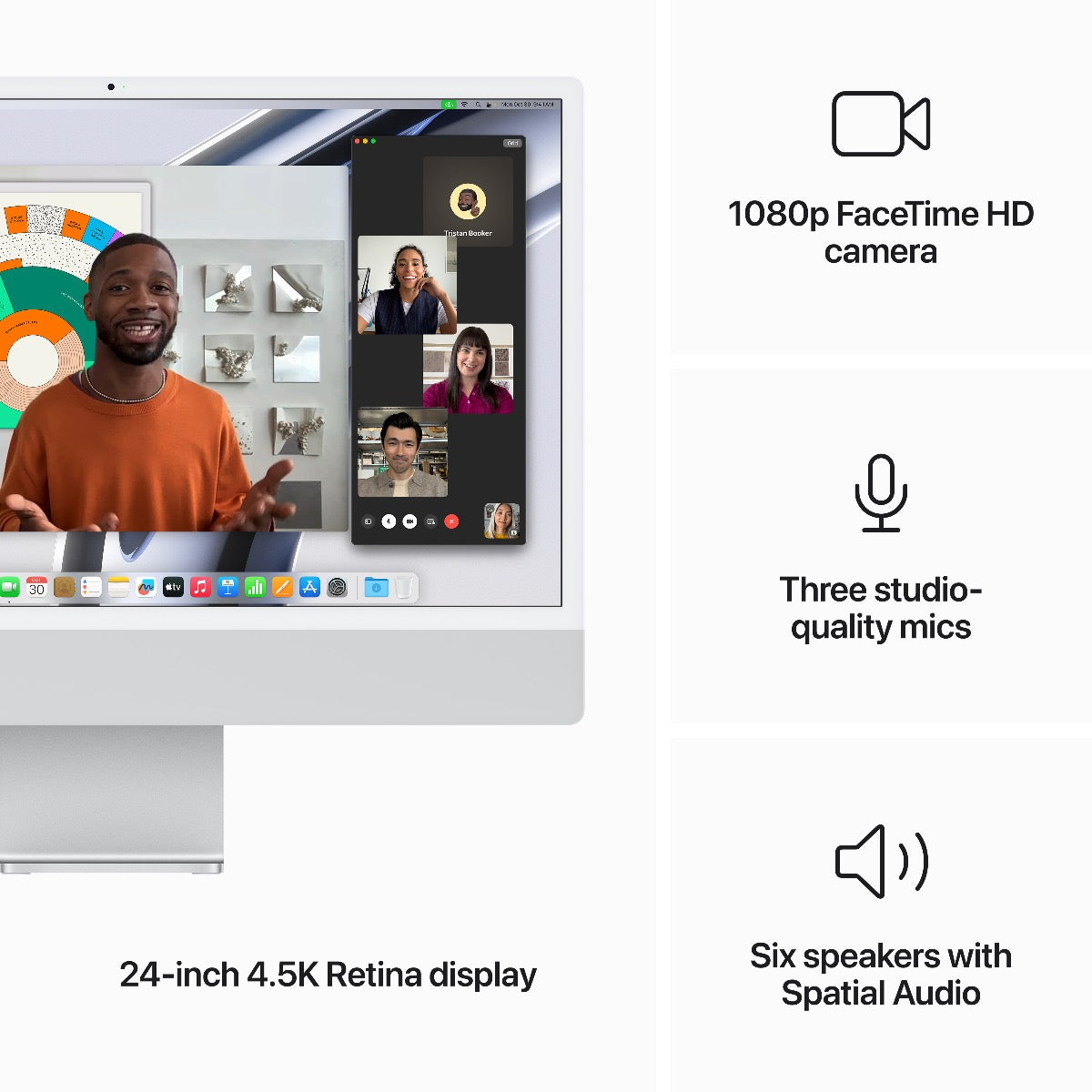 24-palcový iMac s Retina 4.5K displejom: Apple M3 čip s 8 jadrovým CPU a 10 jadrovým GPU, 256GB SSD, 16GB jednotnej pamäte - strieborný
