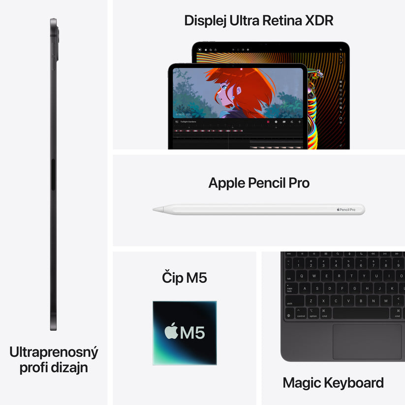 11-palcový iPad Pro M5 Wi‑Fi + Cellular, 512 GB, štandardné sklo, farba strieborná – fotografia 8 z 9