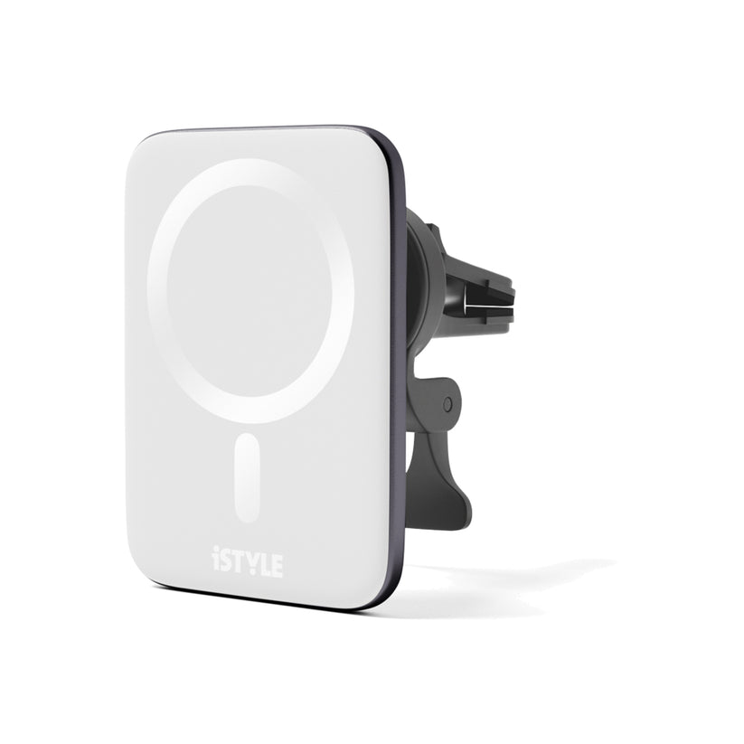 ISTYLE Ultrathin Wireless Car Charger - MagSafe compatible silver/white