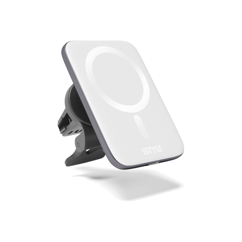 ISTYLE Ultrathin Wireless Car Charger - MagSafe compatible silver/white