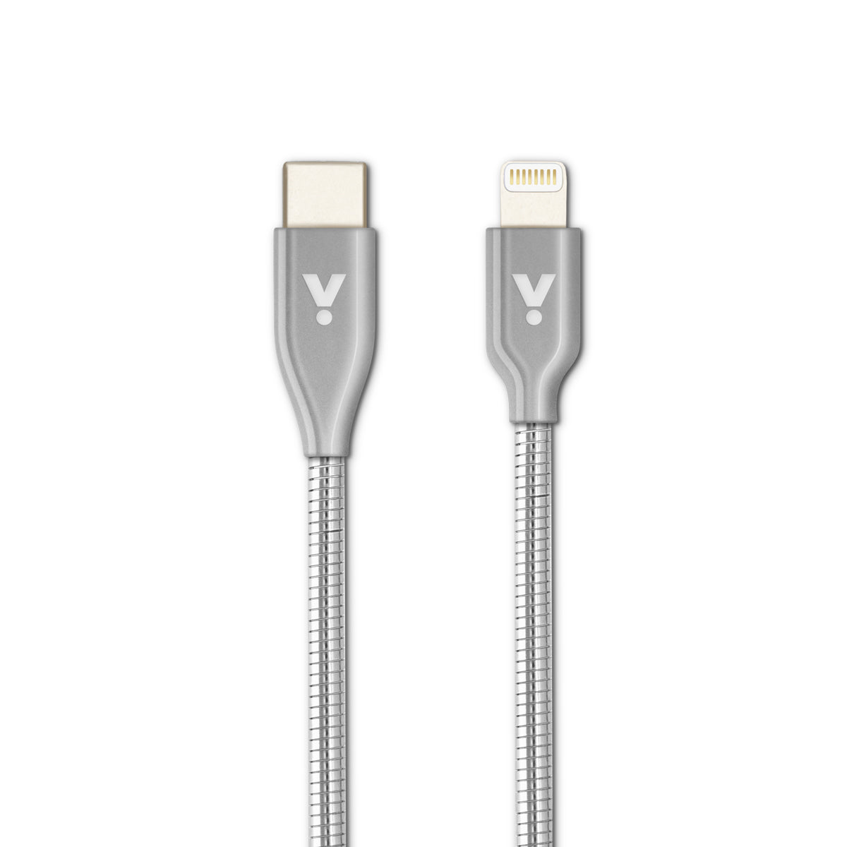 Lightning USB-C iSTYLE kovový kábel 1,2m strieborný