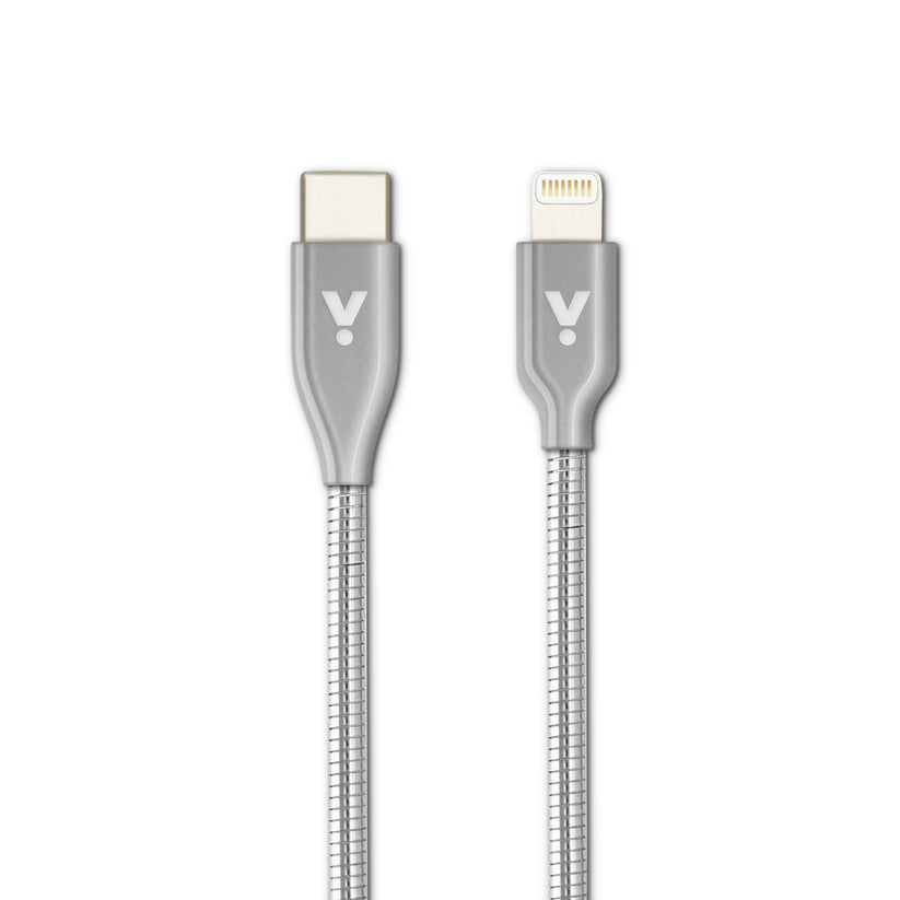 Lightning USB-C iSTYLE kovový kábel 1,2m strieborný