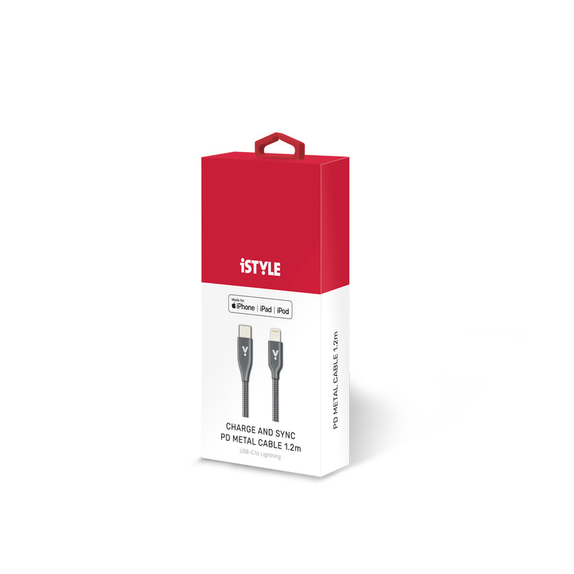 Lightning USB-C iSTYLE kovový kábel 1,2m vesmírne šedý