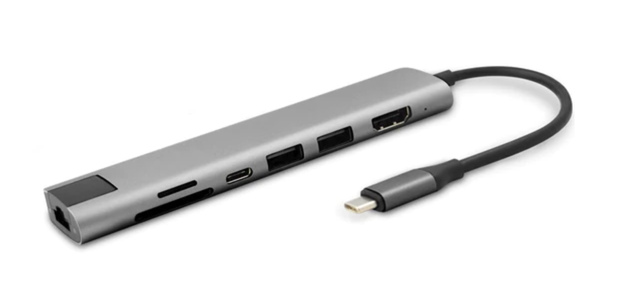Epico 7v1 multimediálny hub 8K s USB-C konektorom - vesmírne sivá