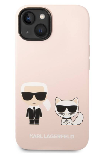 Karl Lagerfeld and Choupette Liquid Silicone Case iPhone 13 mini - Pink
