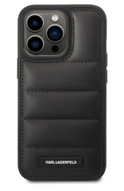 Karl Lagerfeld Quilted Puffy Metal Logo Case for iPhone 14 Pro - Black