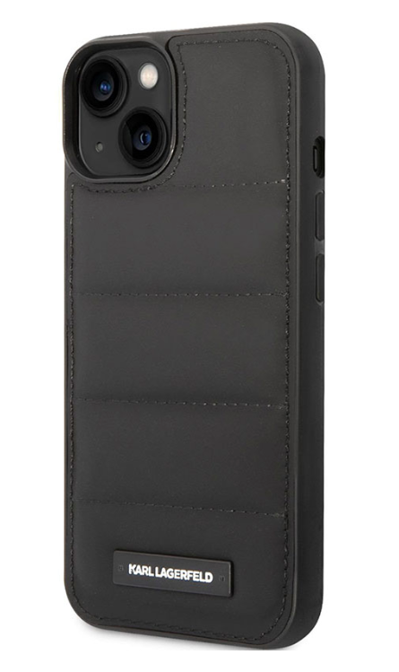 Karl Lagerfeld Quilted Puffy Metal Logo Case for iPhone 14 Plus - Black
