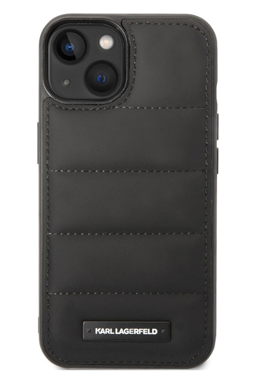 Karl Lagerfeld Quilted Puffy Metal Logo Case for iPhone 14 Plus - Black
