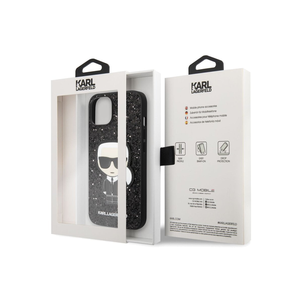 Karl Lagerfeld Glitter Flakes Ikonik iPhone 14 Plus Black