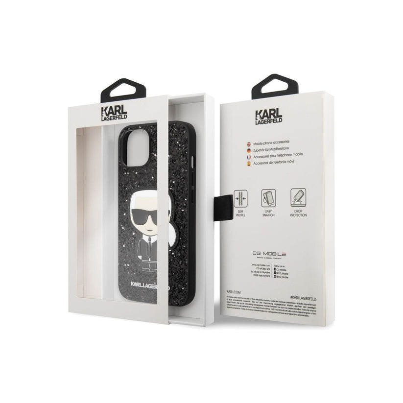 Karl Lagerfeld Glitter Flakes Ikonik iPhone 14 Plus Black