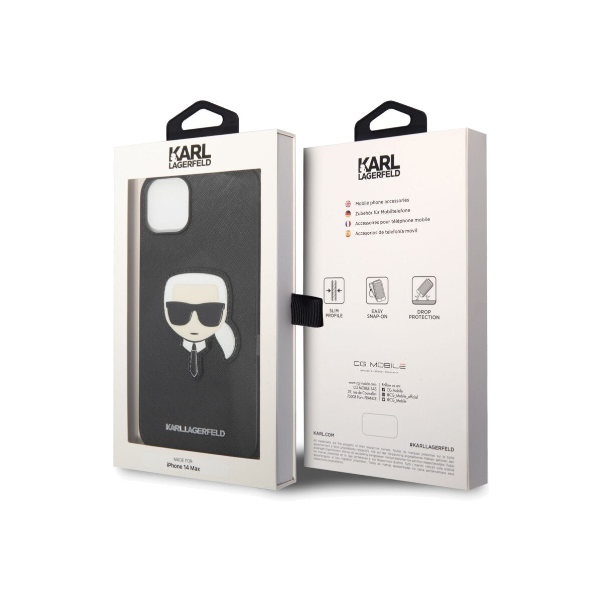 Karl Lagerfeld PU Saffiano Case with Karl Head for iPhone 14 Plus Black