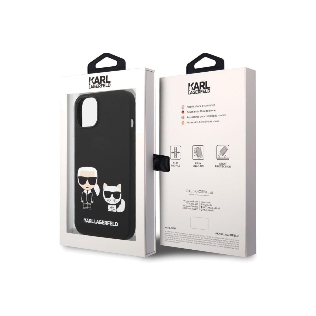 Karl Lagerfeld Karl and Choupette Liquid Silicone Case iPhone 14 Plus Black