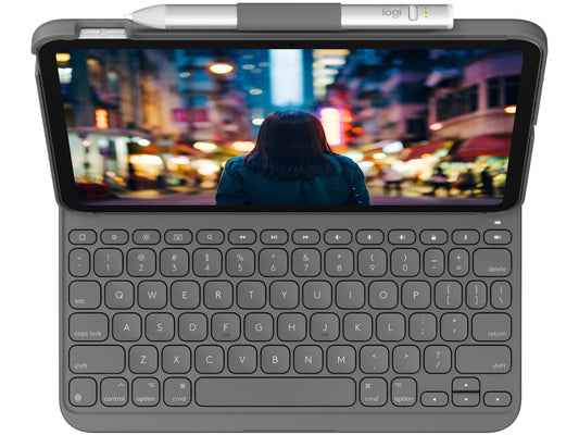 Logitech Slim Folio Keyboard Case for iPad (10th gen) - Grey - UK