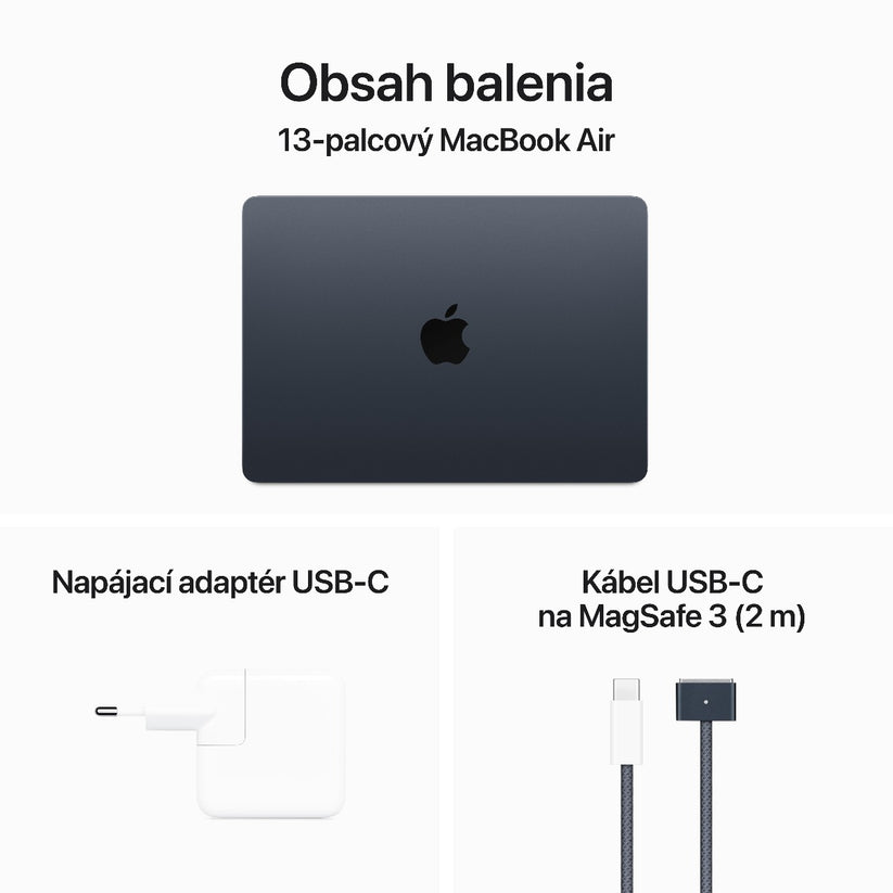 13-palcový MacBook Air: Apple M3 čip s 8jadrovým CPU a 10jadrovým GPU, 16GB RAM, 512GB SSD - Polnočná