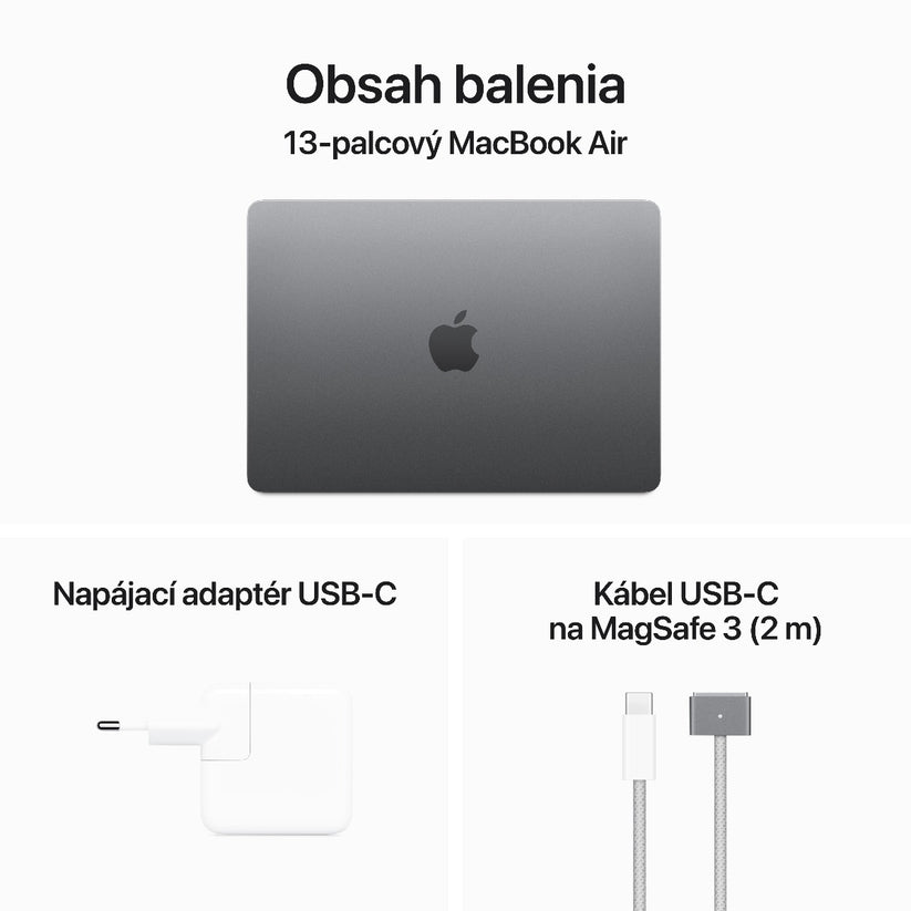 13-palcový MacBook Air: Apple M3 čip s 8jadrovým CPU a 10jadrovým GPU, 24GB RAM, 512GB SSD - Kozmická sivá