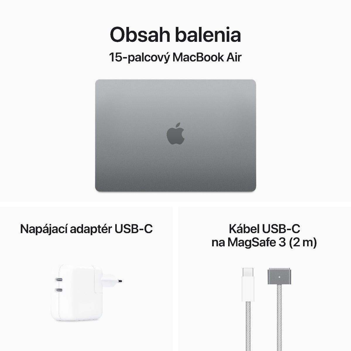 15-palcový MacBook Air: Apple M3 čip s 8jadrovým CPU a 10jadrovým GPU, 8GB RAM, 256GB SSD - Kozmická sivá