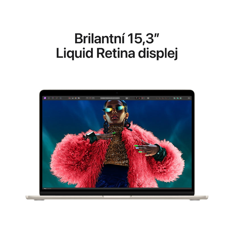 MacBook Air 15,3", Apple M3 8jádrové CPU, 10jádrové GPU, 8GB, 256GB SSD, CZ - hvězdně bílý