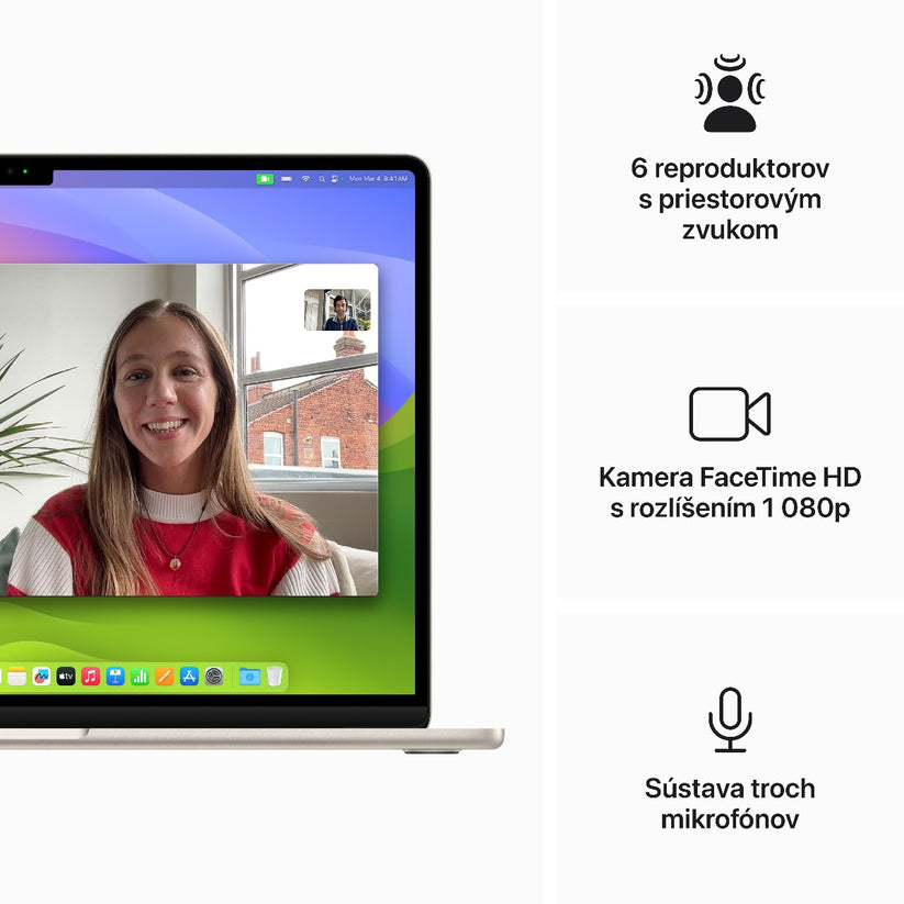 15-palcový MacBook Air: Apple M3 čip s 8jadrovým CPU a 10jadrovým GPU, 16GB RAM, 512GB SSD - Hviezdne biela