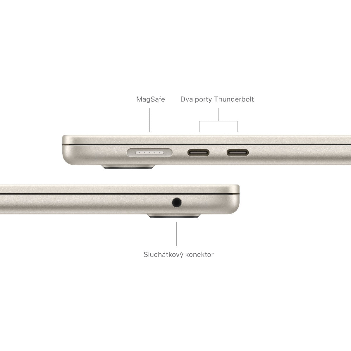 MacBook Air 15,3", Apple M3 8jádrové CPU, 10jádrové GPU, 8GB, 256GB SSD, CZ - hvězdně bílý
