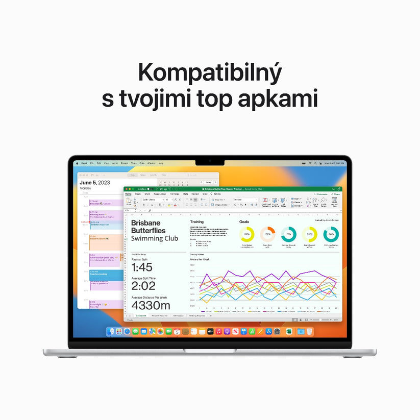 15-palcový MacBook Air: Apple M2 čip s 8jadrovým CPU a 10jadrovým GPU, 8GB, 512GB - Silver