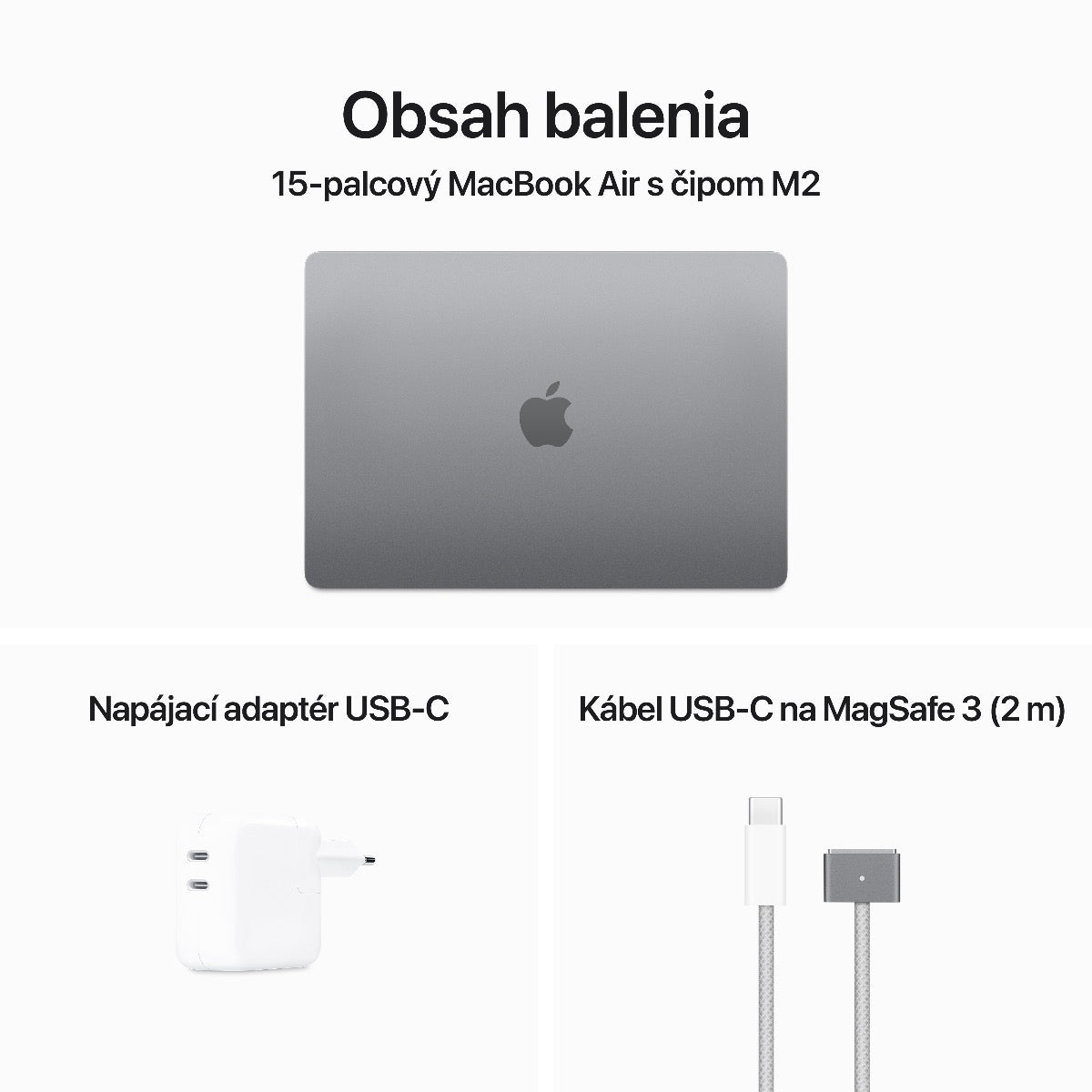 15-palcový MacBook Air: Apple M2 čip s 8jadrovým CPU a 10jadrovým GPU, 8GB, 512GB - Space Grey