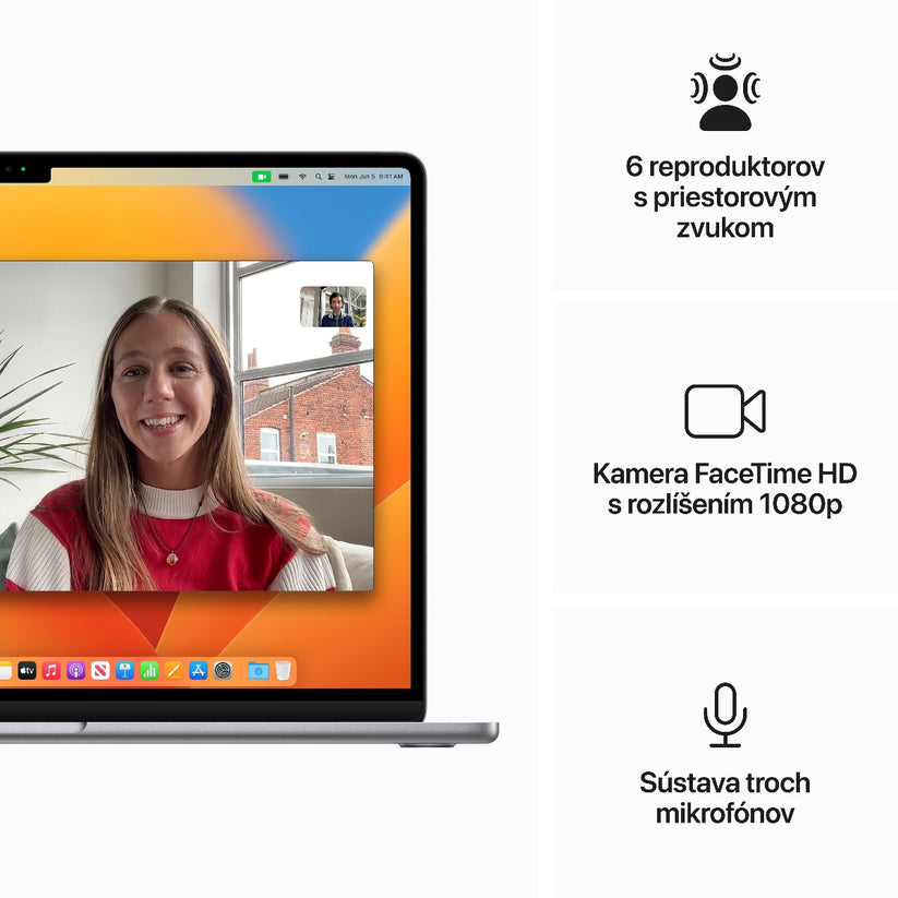 15-palcový MacBook Air: Apple M2 čip s 8jadrovým CPU a 10jadrovým GPU, 8GB, 512GB - Space Grey