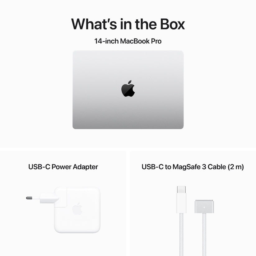 14-palcový MacBook Pro: Apple M3 čip s 8 jadrovým CPU a 10 jadrovým GPU, 16GB jednotnej pamäte, 512GB SSD - strieborný