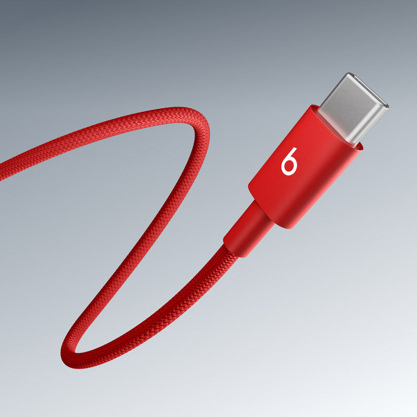 Opletený kábel Beats USB-C/USB-C 1,5 m – červený – detail konektora