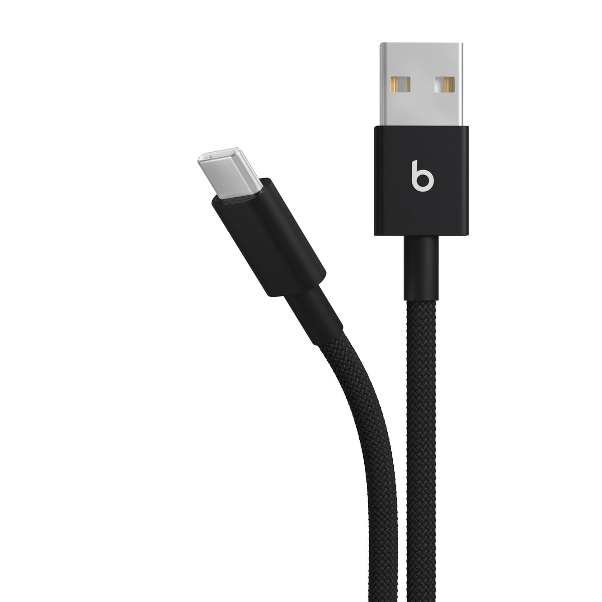 Opletený kábel Beats USB-A/USB-C 1,5 m (2 kusy) – čierny – detail oboch konektorov