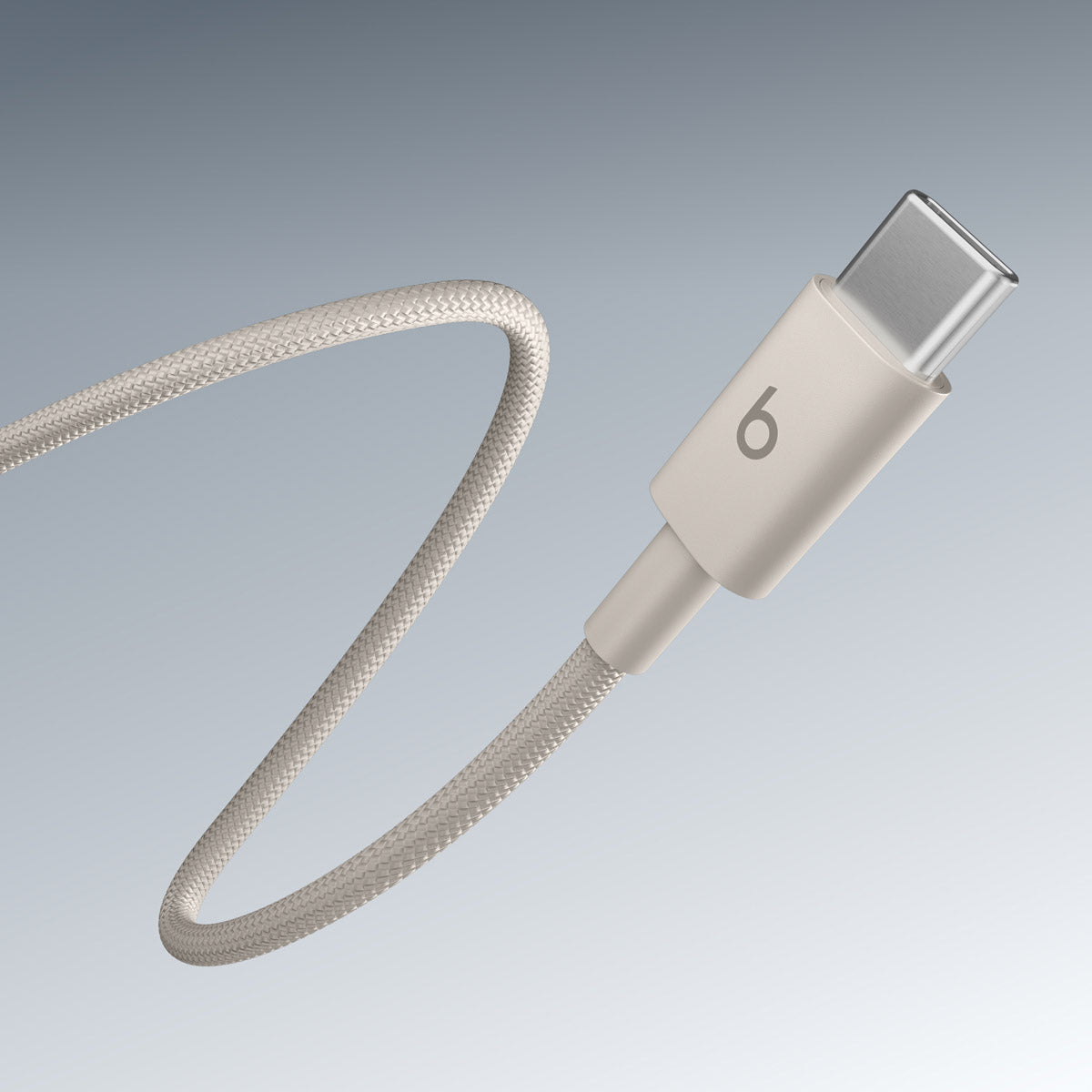 Opletený kábel Beats USB-A/USB-C 1,5 m – béžový – detail konektora