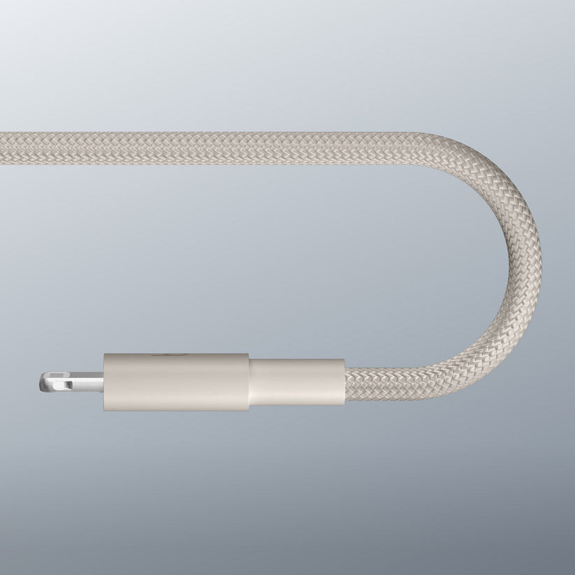 Opletený kábel Beats USB-C/Lightning 1,5 m – béžový – zosilnená koncovka