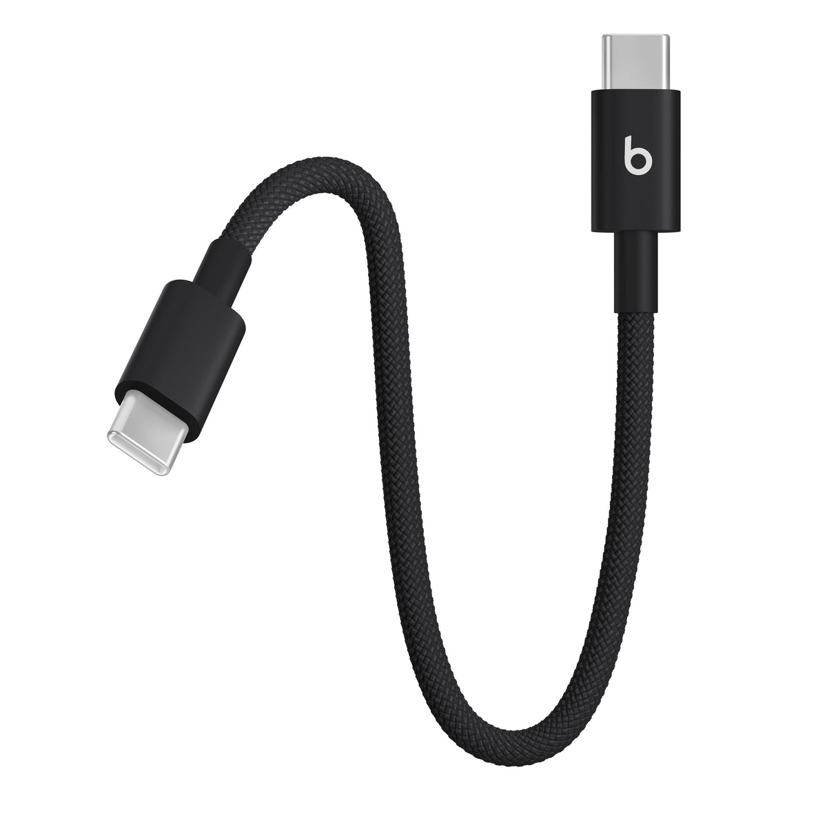 Opletený kábel Beats USB-C/USB-C 20 cm – čierny – detail oboch konektorov
