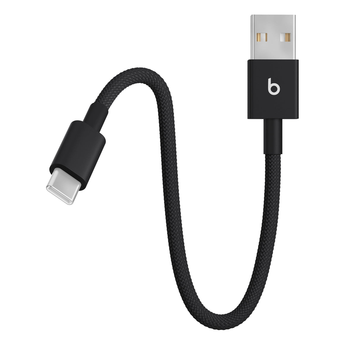 Opletený kábel Beats USB-A/USB-C 20 cm – čierny – detail oboch konektorov