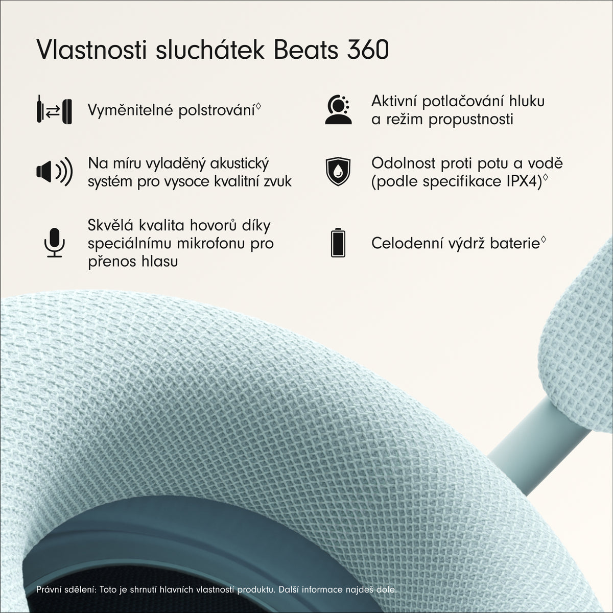 Bezdrôtové slúchadlá s potlačením hluku Beats 360 - blankytné - iSTYLE.sk