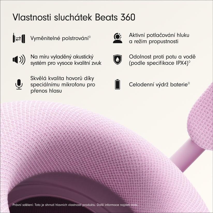 Bezdrôtové slúchadlá s potlačením hluku Beats 360 - ružové - iSTYLE.sk