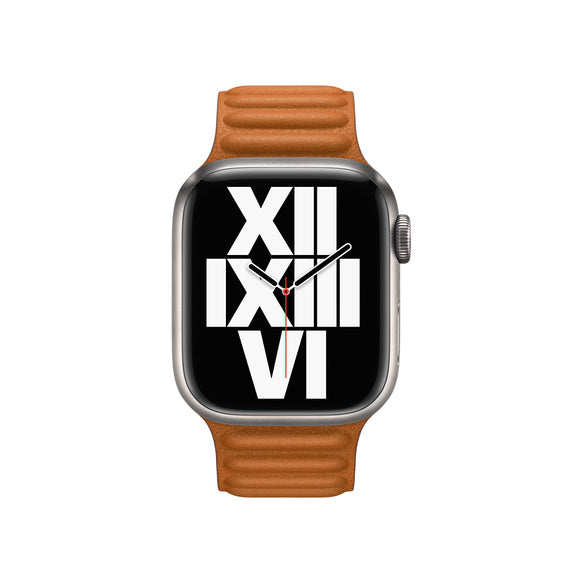 41mm Golden Brown Leather Link - S/M