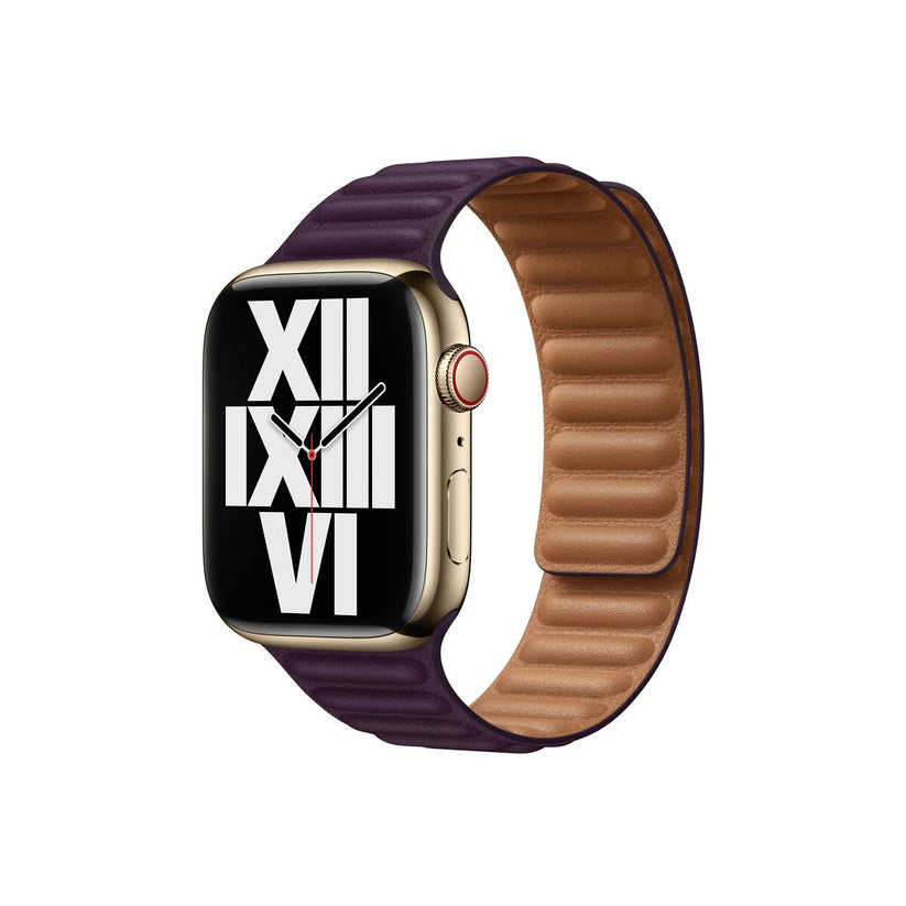 45mm Dark Cherry Leather Link - S/M