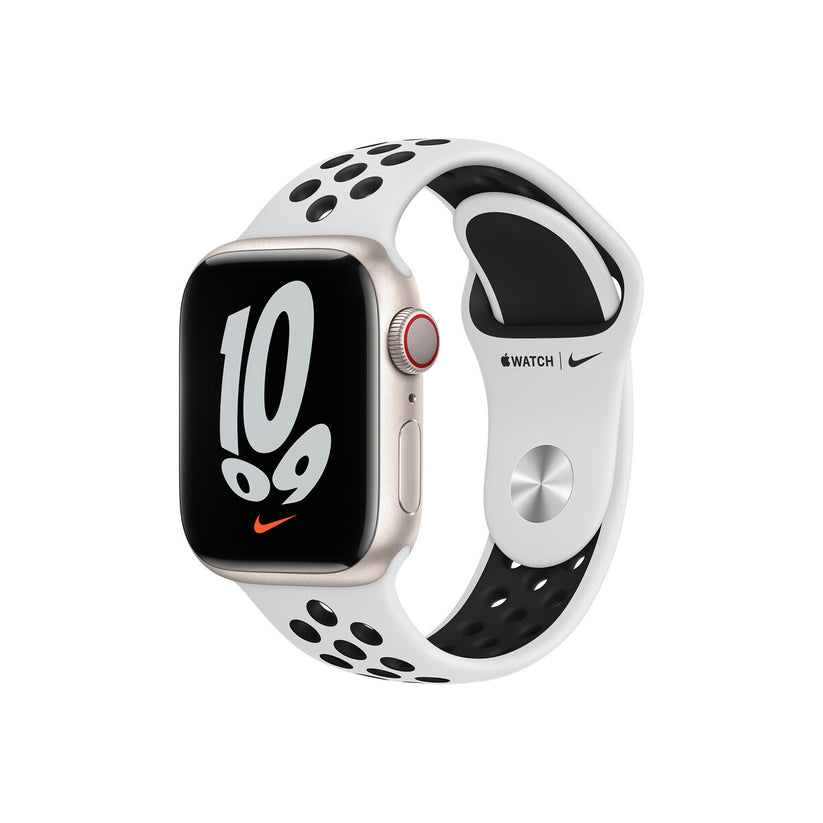 41mm Pure Platinum/Black Nike Sport Band - Regular