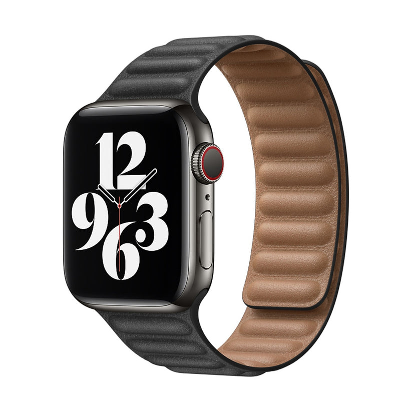 Apple Watch 40mm Band: Black Leather Link - Small