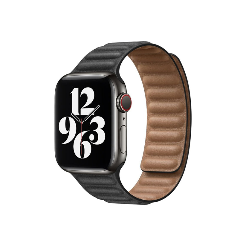 Apple Watch 40mm Band: Black Leather Link - Small
