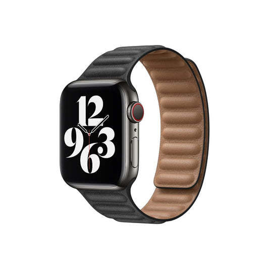 Apple Watch 40mm Band: Black Leather Link - Small