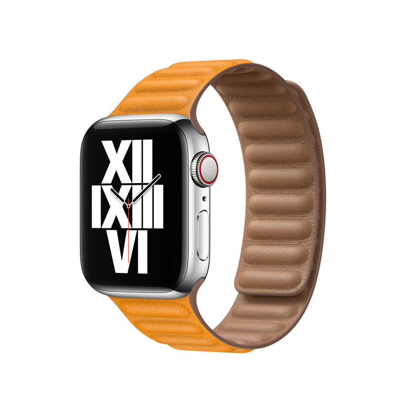41mm Golden Brown Leather Link - S/M