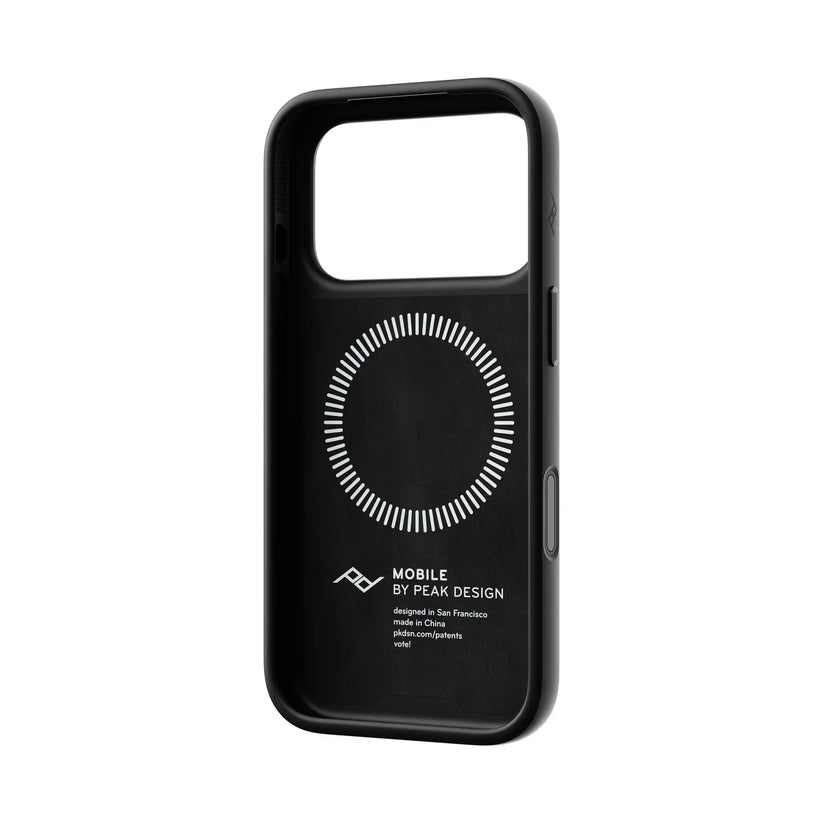 Kryt s pútkom Peak Design Everyday Case SlimLink Clarino pre iPhone 18 Pro – čierny – šikmý pohľad zvnútra