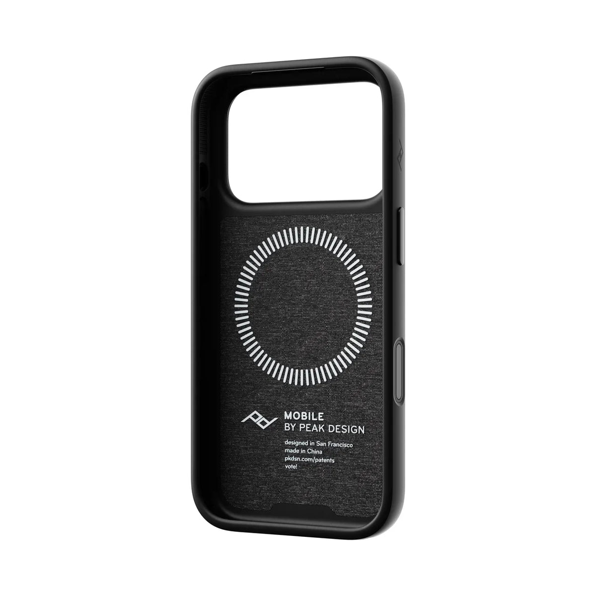 Kryt s pútkom Peak Design Everyday Case SlimLink pre iPhone 18 Pro – tmavosivý – šikmý pohľad zvnútra
