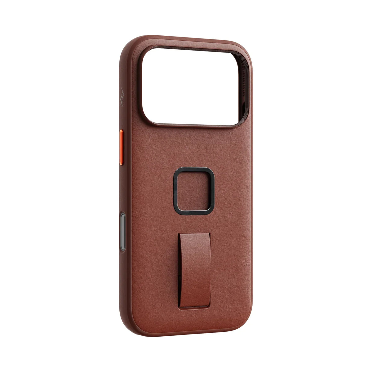 Kryt s pútkom Peak Design Everyday Case SlimLink Clarino pre iPhone 18 Pro – hnedý – šikmý pohľad zozadu
