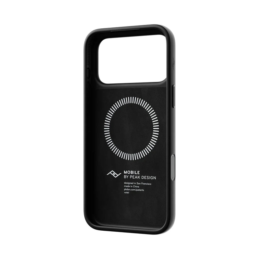Kryt s pútkom Peak Design Everyday Case SlimLink Clarino pre iPhone 18 Pro Max – čierny – šikmý pohľad zvnútra