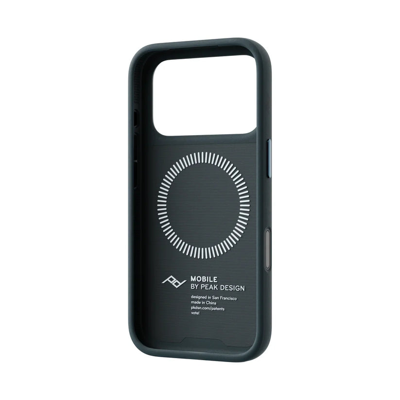 Kryt Peak Design Everyday Case SlimLink pre iPhone 18 Pro – oceánovo modrý – šikmý pohľad zvnútra