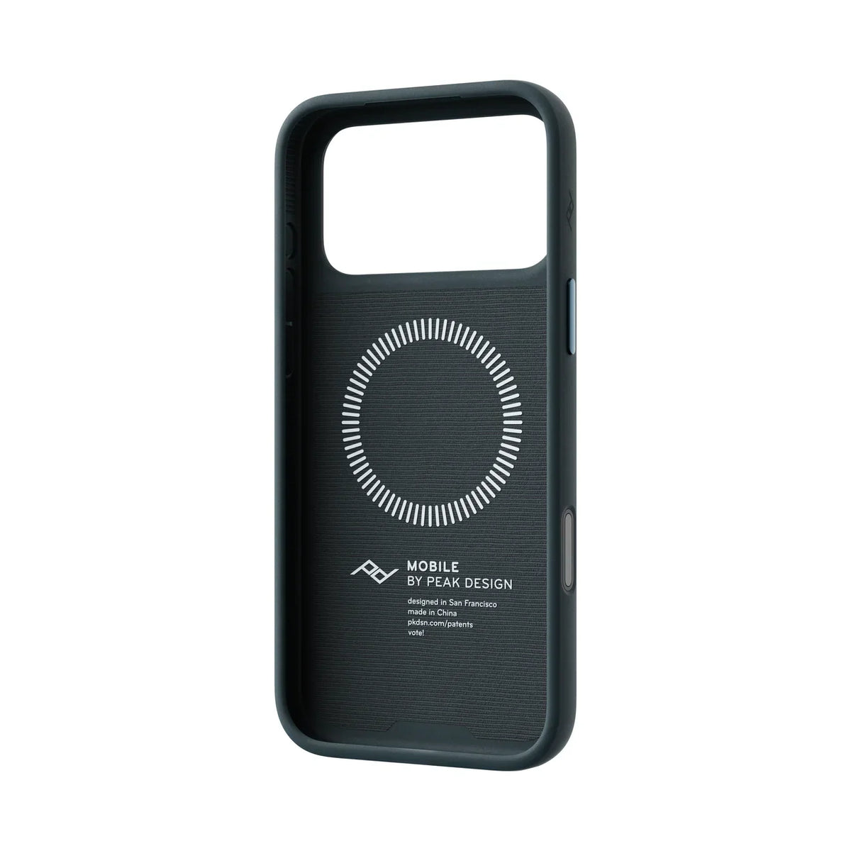 Kryt Peak Design Everyday Case pre iPhone 18 Pro Max – oceánovo modrý – šikmý pohľad zvnútra